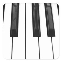 Black n White Piano Keyboard Key Picture Image Square Sticker