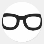 black nerd glasses round sticker