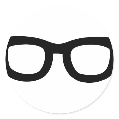 black nerd glasses round sticker by Tomaniac