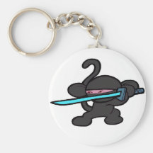Black Ninja on Guard-No Words Keychains