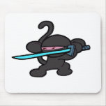Black Ninja on Guard-No Words Mouse Pads