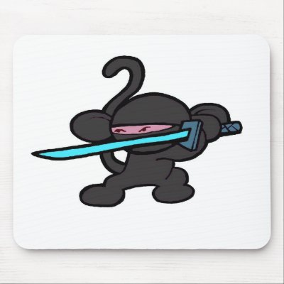 Black Ninja on Guard-No Words Mouse Pads by OmanLegend