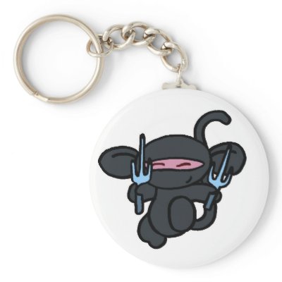 Black Ninja with Sai-No Words Keychains by OmanLegend