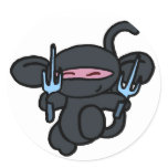 Black Ninja with Sai-No Words Stickers