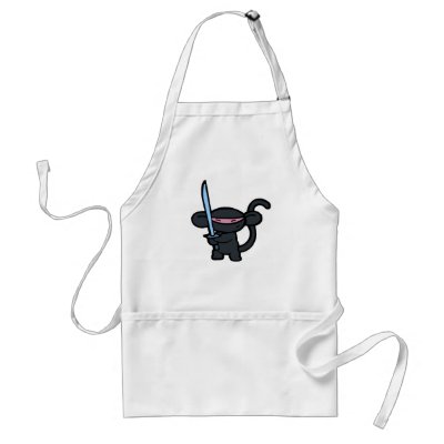 Black Ninja with Sword- No Words Apron by OmanLegend