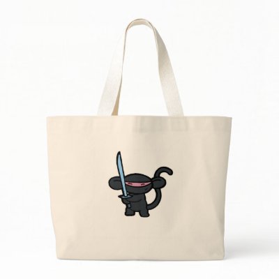 Black Ninja with Sword- No Words Canvas Bags by OmanLegend