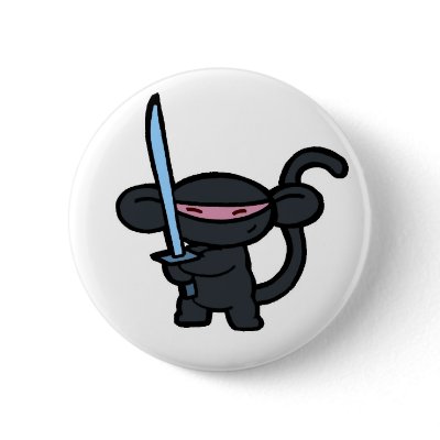 Black Ninja with Sword- No Words Pinback Buttons by OmanLegend