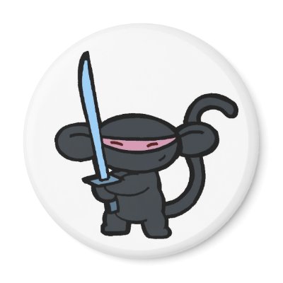 Black Ninja with Sword- No Words Refrigerator Magnets by OmanLegend