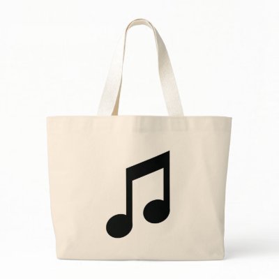 black note icon tote bags by Tomaniac