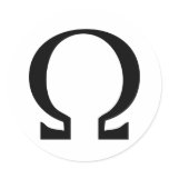 black omega icon round stickers