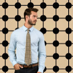 Black on Tan Dots and Grid Necktie