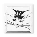Black on White Cat Outline Refrigerator Magnet