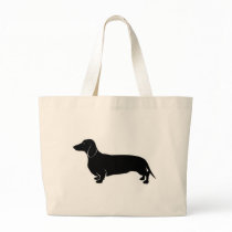 Black on White Dachsund Tote Bags