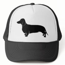 Black on White Dachsund Trucker Hats