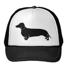 Black on White Dachsund Trucker Hats