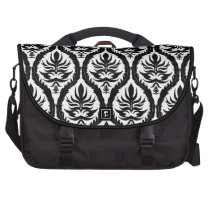 Black on White Damask Floral commuterbag