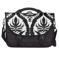 Black on White Damask Floral commuterbag