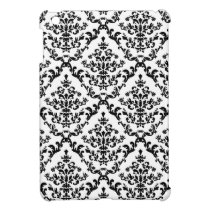 Black on White Damask Pattern ipad mini cases
