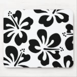 Black on White Hibiscus Mouse Pads