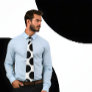 Black on White Large Circles Tie