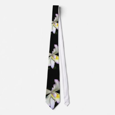 Black on White Orchid Wedding Neck Wear by CaroleArt
