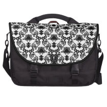 Black on White Tulip Damask Pattern commuterbag