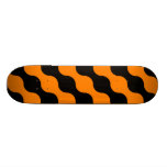 Black, Orange Retro Circles Art Pattern Skateboard