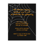 Black orange spider web Halloween invitation card