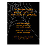 Black orange spider web Halloween invitation card Postcard