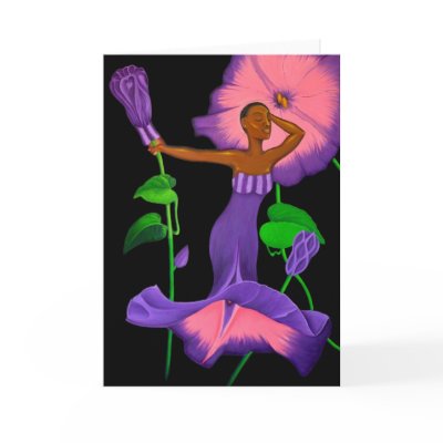 'Black Orchid'  blank greeting card by cezanne121