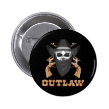 Black Outlaw Pinback Buttons