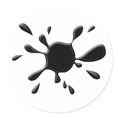 Black Paint Splodge Round Stickers by prawny