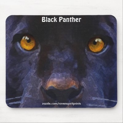 Black Panther (Black Jaguar) Face Art Mousepad by RavenSpiritPrints