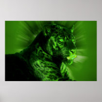 Black Panther on Green Print