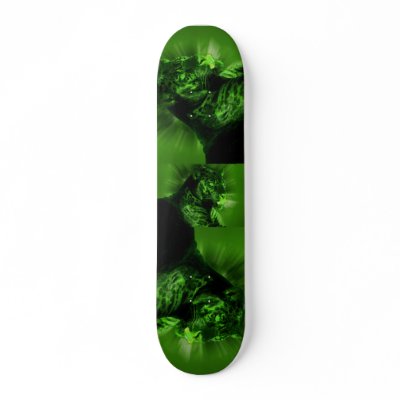 Black Panther on Green Custom Skate Board by deleas