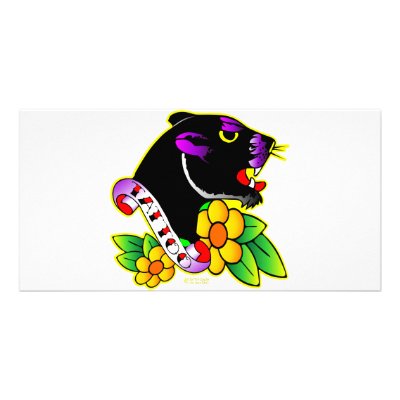 Black Panther Tattoo Personalized Photo Card by Mustang_Lady
