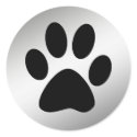 BLACK PAW PRINT ON SILVER stickers