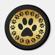 BLACK PAW PRINTS ON GOLD FRIDGE MAGNET