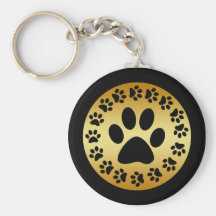 BLACK PAW PRINTS ON GOLD KEYCHAINS