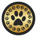 BLACK PAW PRINTS ON GOLD stickers