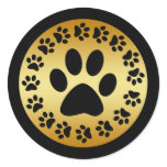 BLACK PAW PRINTS ON GOLD stickers