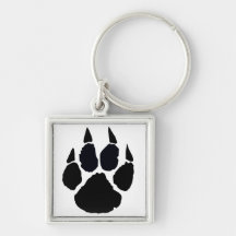 Black Pawprint Key Chains