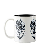 Black Peacock Feathers Mug