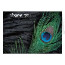 Black Peacock Wedding Thank You Greeting Card