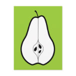 Black Pear Half. Line illustration. Postcard