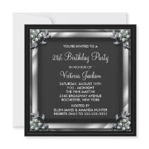 Black Pearl Womans 21st Birthday Party Invite