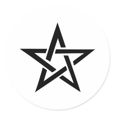 black pentacle pentagram devil 666 round stickers by Tomaniac
