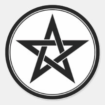 black pentacle round sticker