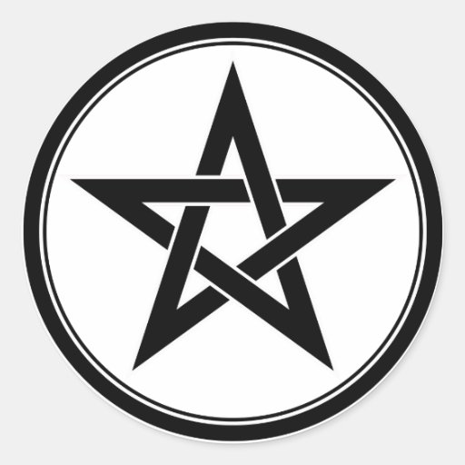 black pentacle round sticker