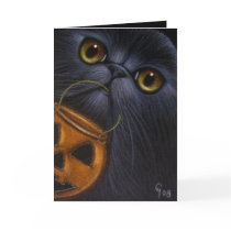 BLACK PERSIAN CAT HALLOWEEN Card